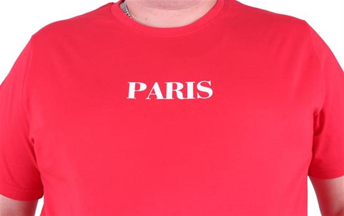 Starbattal Büyük Beden Sıfır Yaka Tişört Paris 23105 KIRMIZI