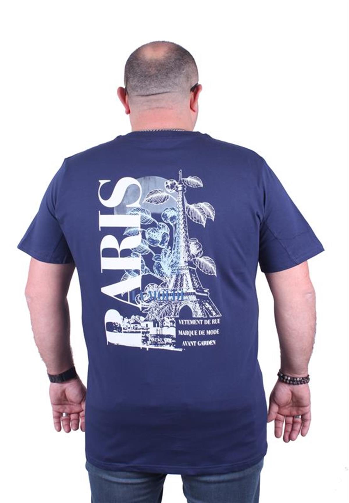 Starbattal Büyük Beden Sıfır Yaka Tişört Paris 23105 Marin