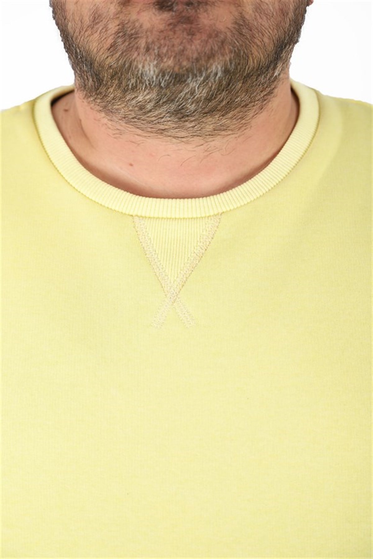 Starbattal Büyük Beden Sweatshirt V design 22742 SARI