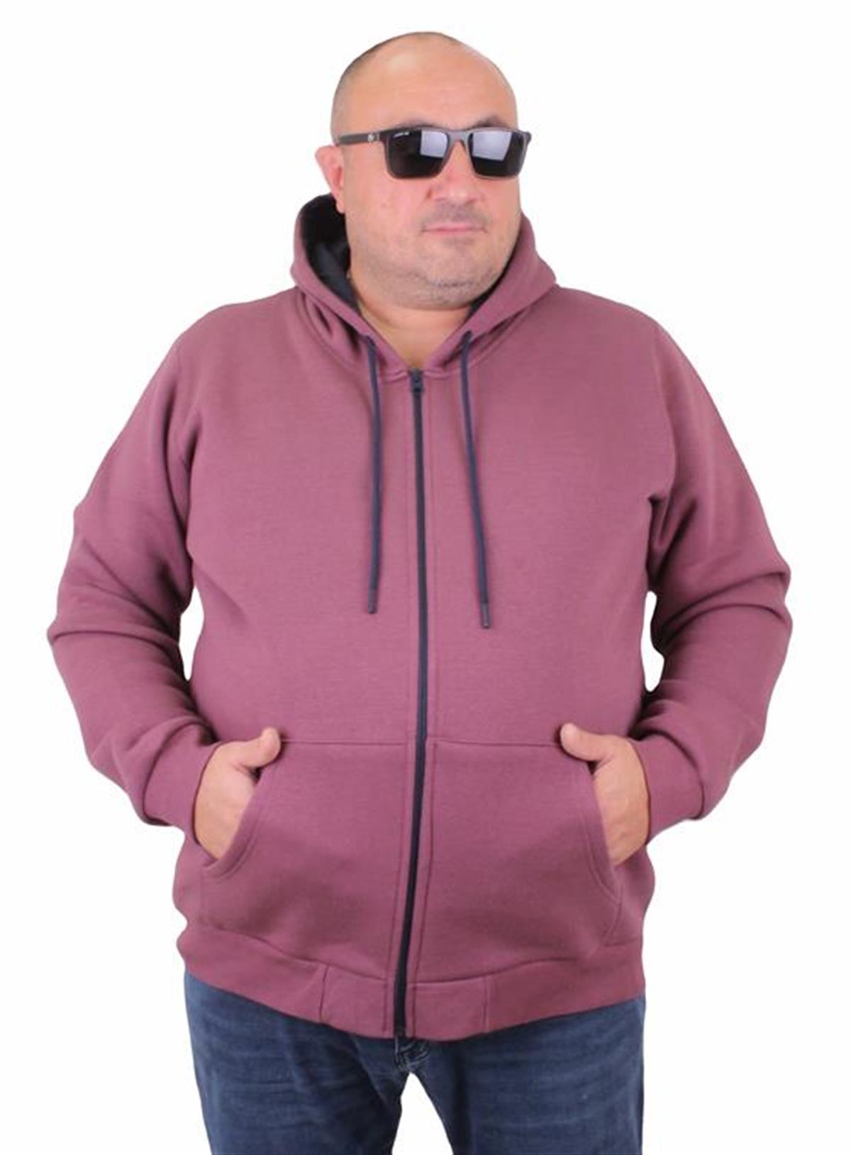 Starbattal Büyük Beden Unisex Kapüşonlu 3ip Sweat 11701 Eflatun