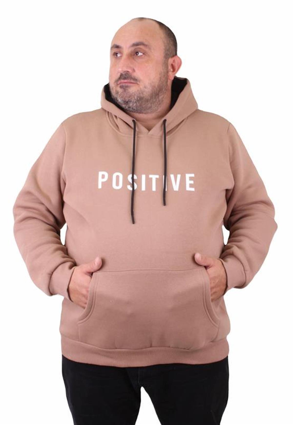Starbattal Erkek Büyük Beden Kapuşonlu Sweat Positive 23211 S.KAHVE