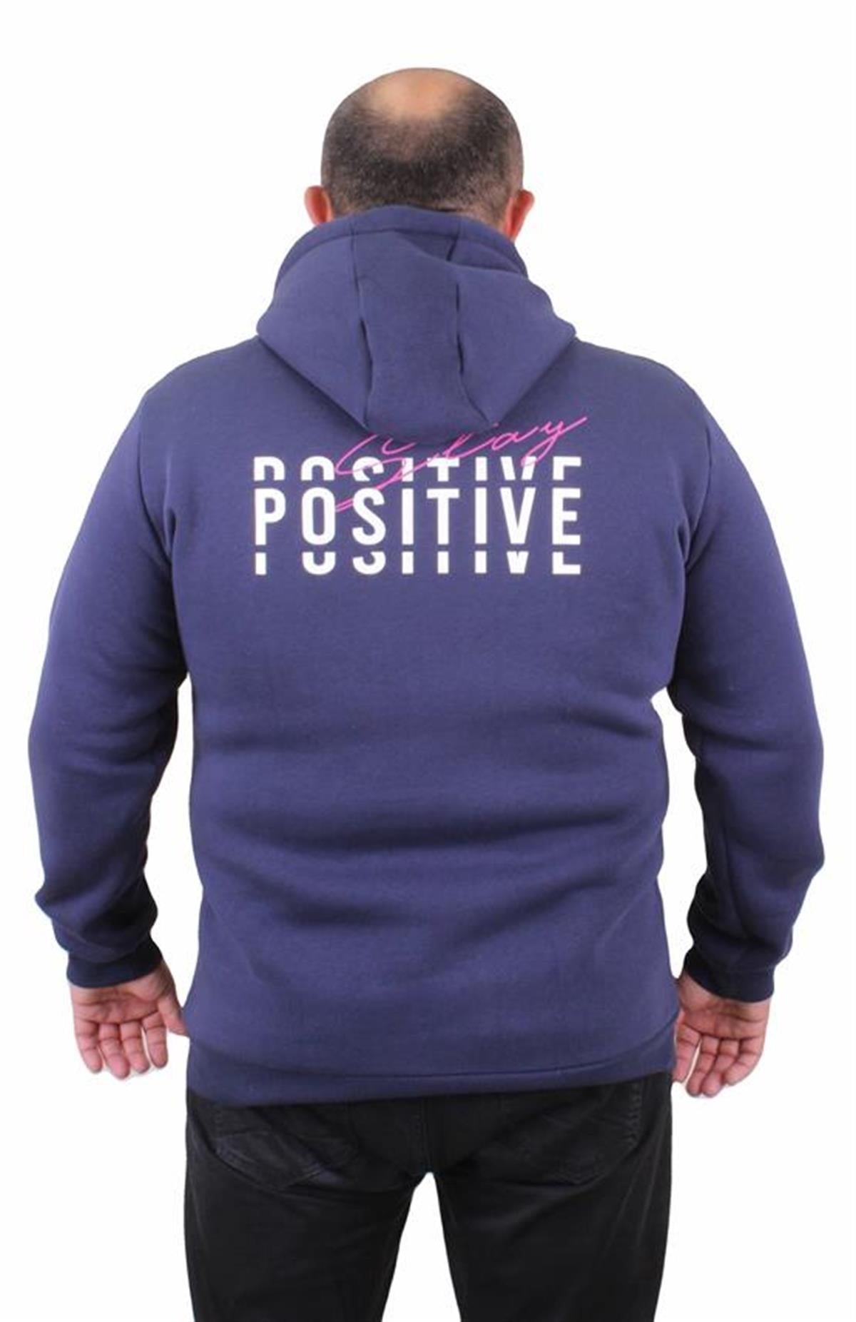 Starbattal Erkek Büyük Beden Kapuşonlu Sweat Positive 23211 INDIGO