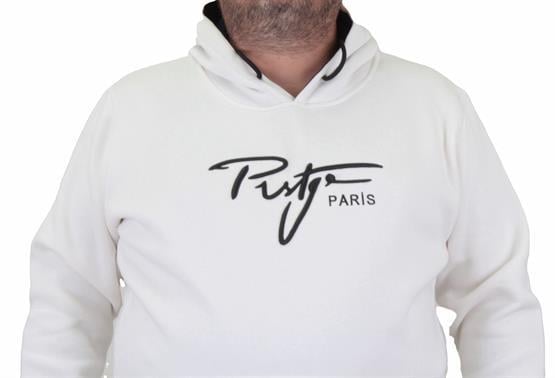 Starbattal Erkek Büyük Beden Kapuşonlu Sweat Prstge Paris 23208 EKRU