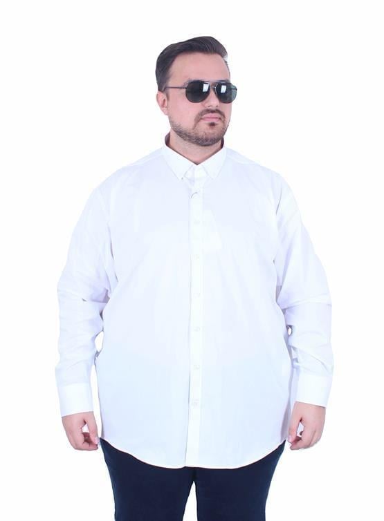 Starbattal Erkek Büyük Beden Likralı Poplin Gömlek 11354 BEYAZ