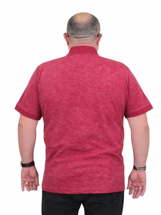 Starbattal Erkek Büyük Beden Polo Yaka Mat Baskılı Tişört 24451 BORDO