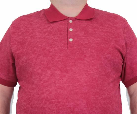 Starbattal Erkek Büyük Beden Polo Yaka Mat Baskılı Tişört 24451 BORDO