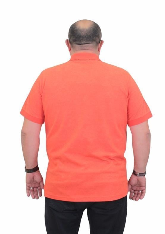 Starbattal Erkek Büyük Beden Polo Yaka Mat Baskılı Tişört 24451 Nar Çiçeği