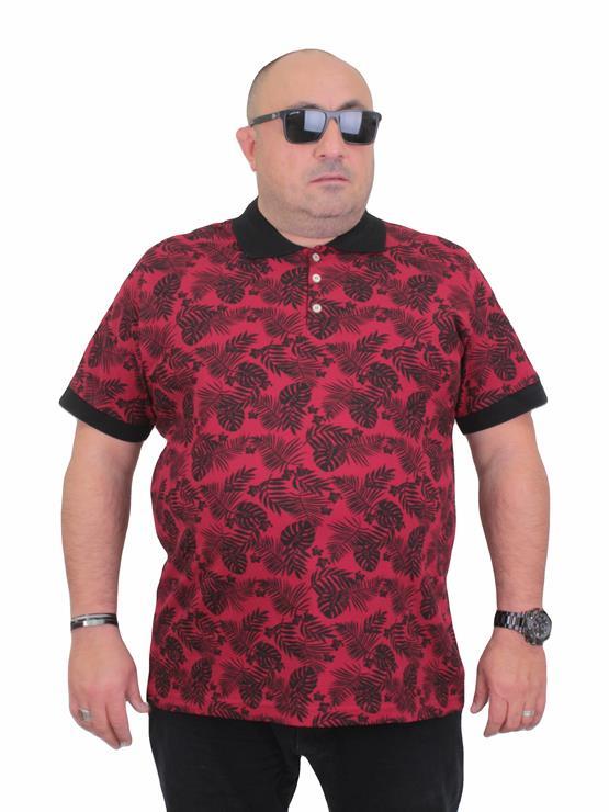 Starbattal Erkek Büyük Beden Polo Yaka Tişört Hawai 24455 BORDO