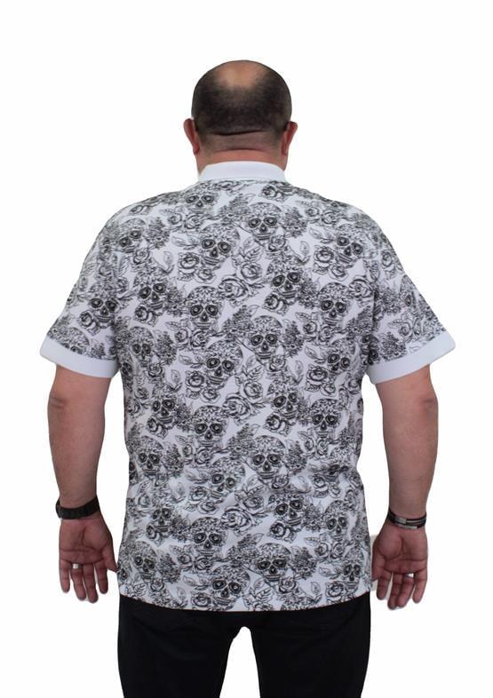 Starbattal Erkek Büyük Beden Polo Yaka Tişört Skull 24454 BEYAZ