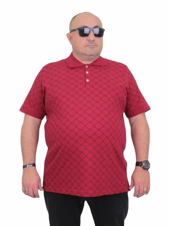 Starbattal Erkek Büyük Beden Polo Yaka Tişört Square 24452 BORDO