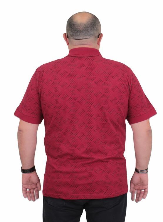 Starbattal Erkek Büyük Beden Polo Yaka Üçgen Baskılı Tişört 24450 BORDO