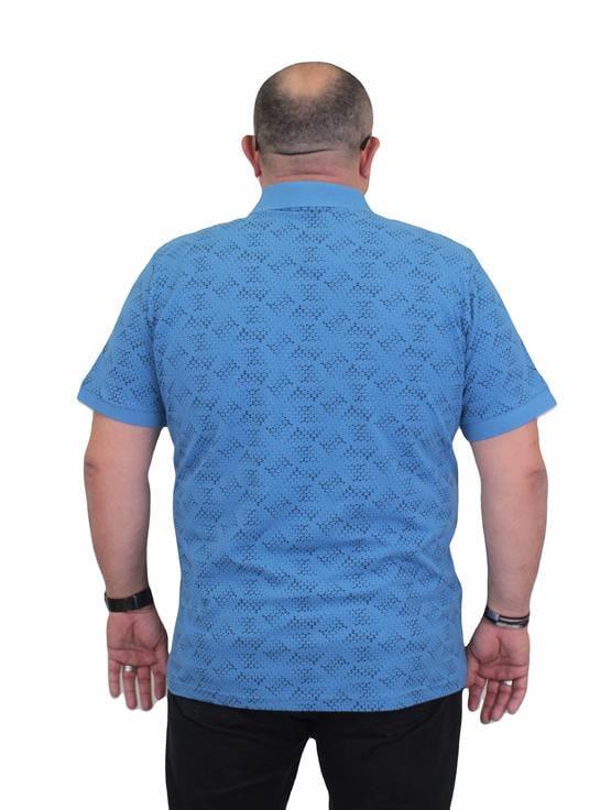 Starbattal Erkek Büyük Beden Polo Yaka Üçgen Baskılı Tişört 24450 MAVI