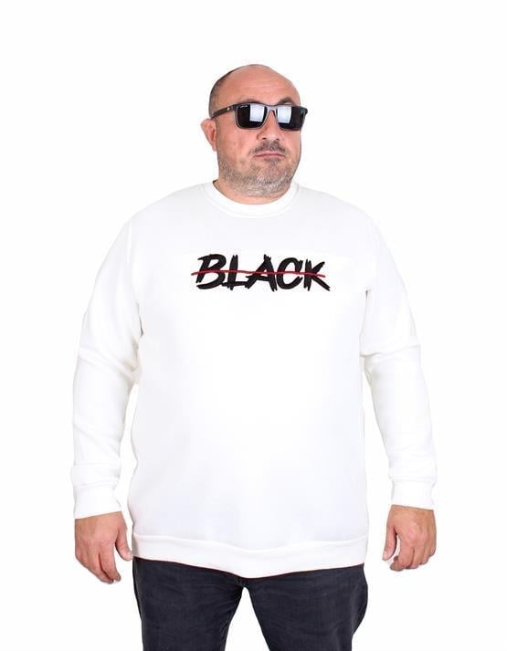 Starbattal Erkek Büyük Beden Sıfır Yaka 3ip Sweat Black 24202 EKRU