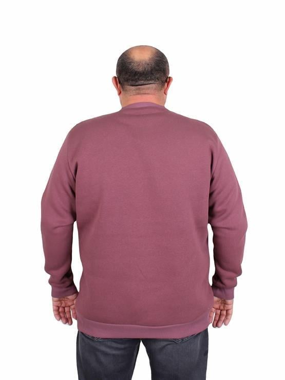 Starbattal Erkek Büyük Beden Sıfır Yaka 3ip Sweat Black 24202 Eflatun