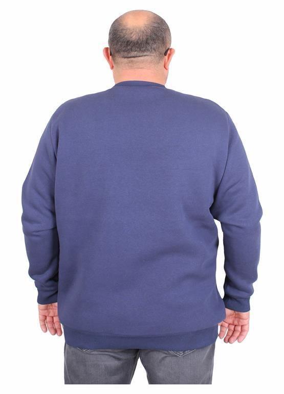 Starbattal Erkek Büyük Beden Sıfır Yaka 3ip Sweat Respect 24205 INDIGO