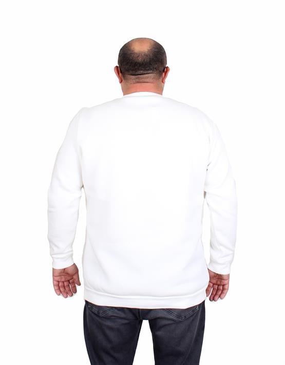 Starbattal Erkek Büyük Beden Sıfır Yaka 3ip Sweat Black 24202 EKRU