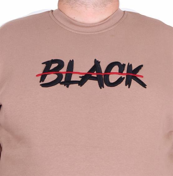 Starbattal Erkek Büyük Beden Sıfır Yaka 3ip Sweat Black 24202 S.KAHVE