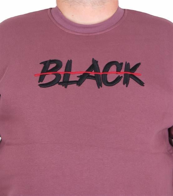 Starbattal Erkek Büyük Beden Sıfır Yaka 3ip Sweat Black 24202 Eflatun