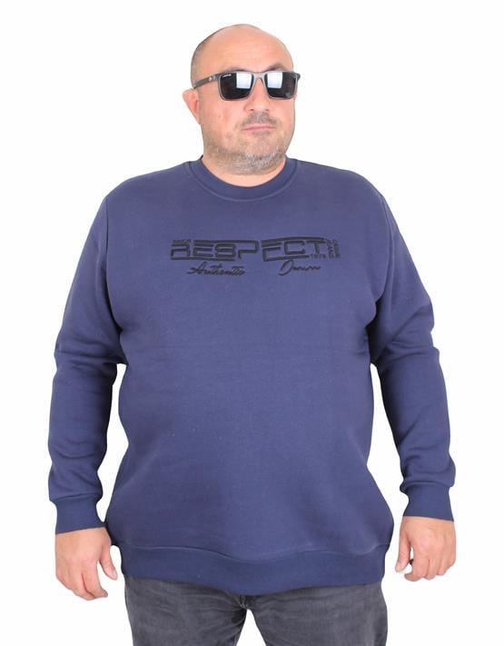 Starbattal Erkek Büyük Beden Sıfır Yaka 3ip Sweat Respect 24205 INDIGO