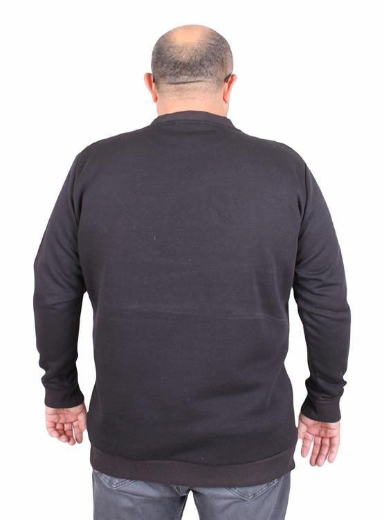 Starbattal Erkek Büyük Beden Sıfır Yaka 3ip Sweat Respect 24205 SIYAH