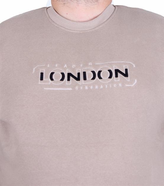 Starbattal Erkek Büyük Beden Sıfır Yaka 3ip Sweat London 24208 CAMEL