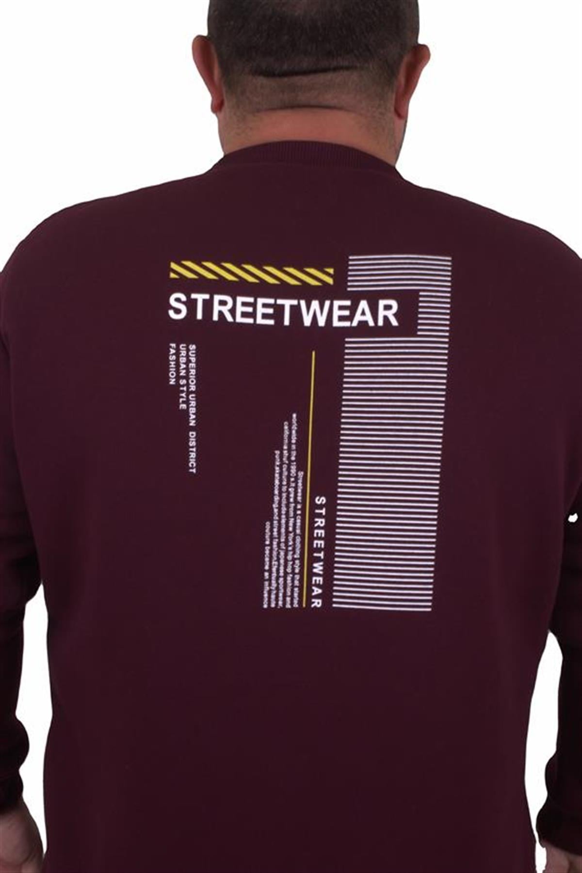 Starbattal Erkek Büyük Beden Sıfır Yaka Sweat Streetwear 23206 MURDUM