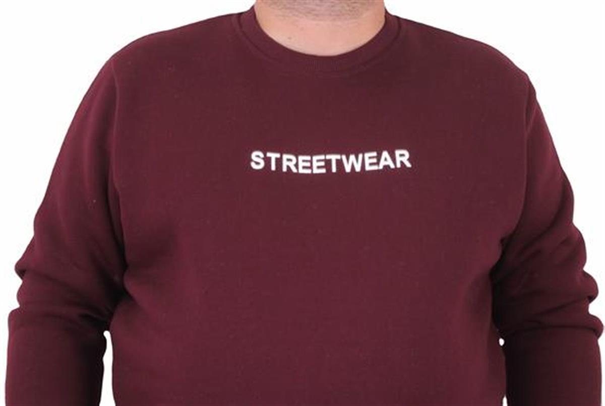 Starbattal Erkek Büyük Beden Sıfır Yaka Sweat Streetwear 23206 MURDUM