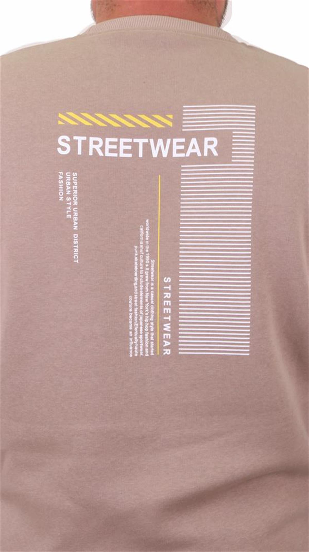 Starbattal Erkek Büyük Beden Sıfır Yaka Sweat Streetwear 23206 TOPRAK