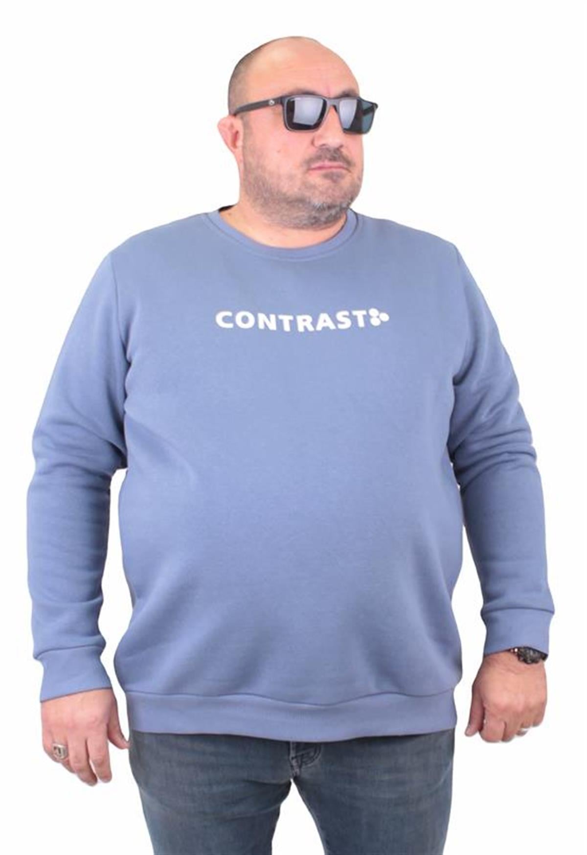 Starbattal Erkek Büyük Beden Sıfır Yaka Sweat Bless 23205 MAVI