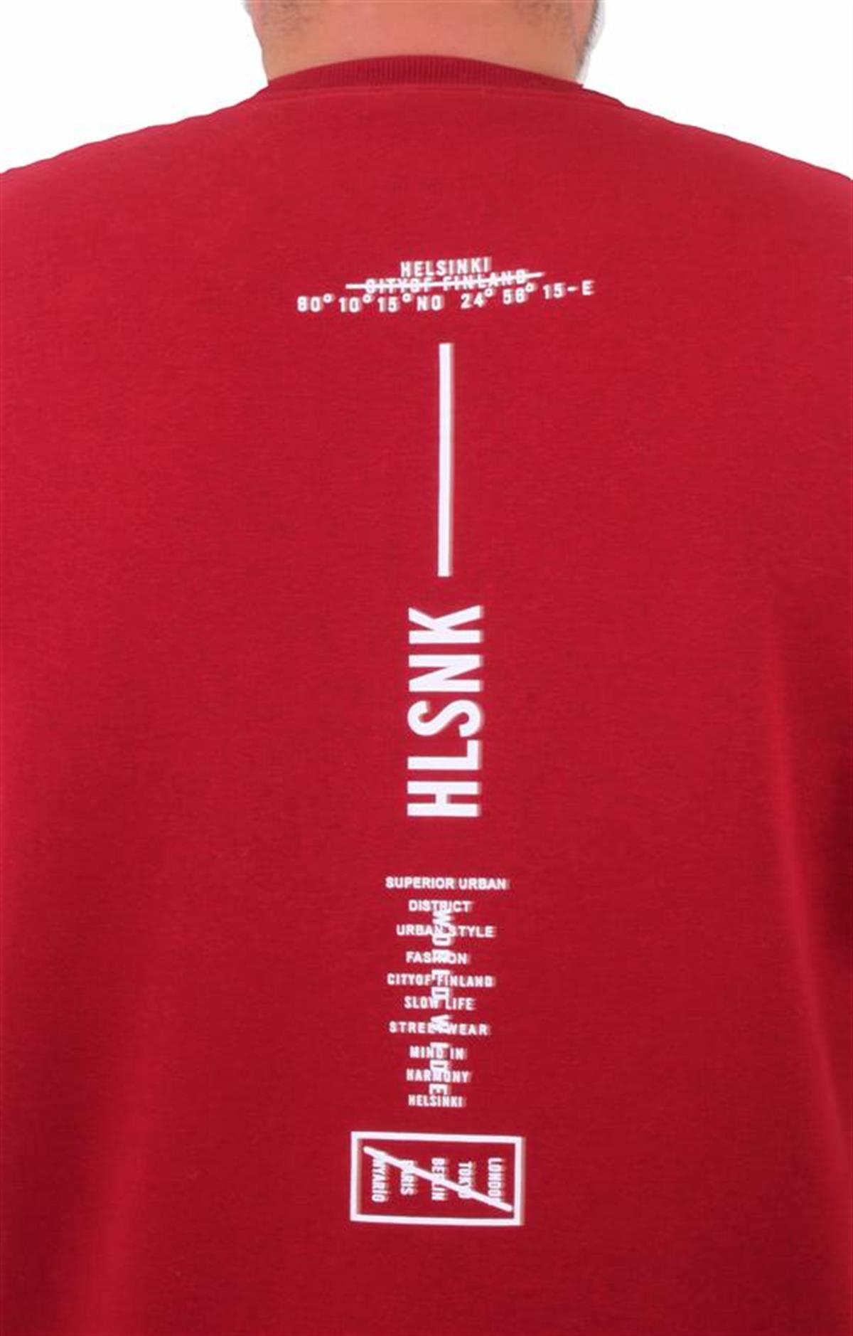 Starbattal Erkek Büyük Beden Sıfır Yaka Sweat Hlsnk 23204 BORDO