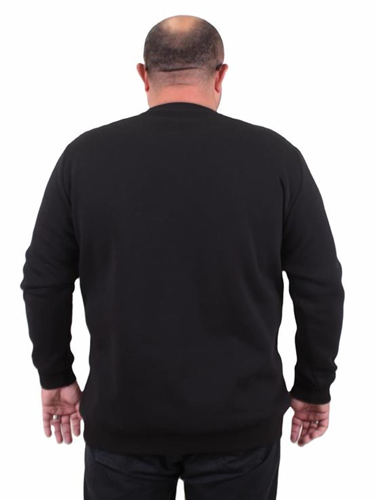 Starbattal Erkek Büyük Beden Sıfır Yaka Sweat Conture Club 23203 SIYAH