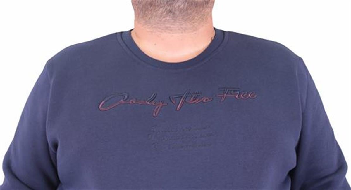 Starbattal Erkek Büyük Beden Sıfır Yaka Sweat Only Free 23202 INDIGO