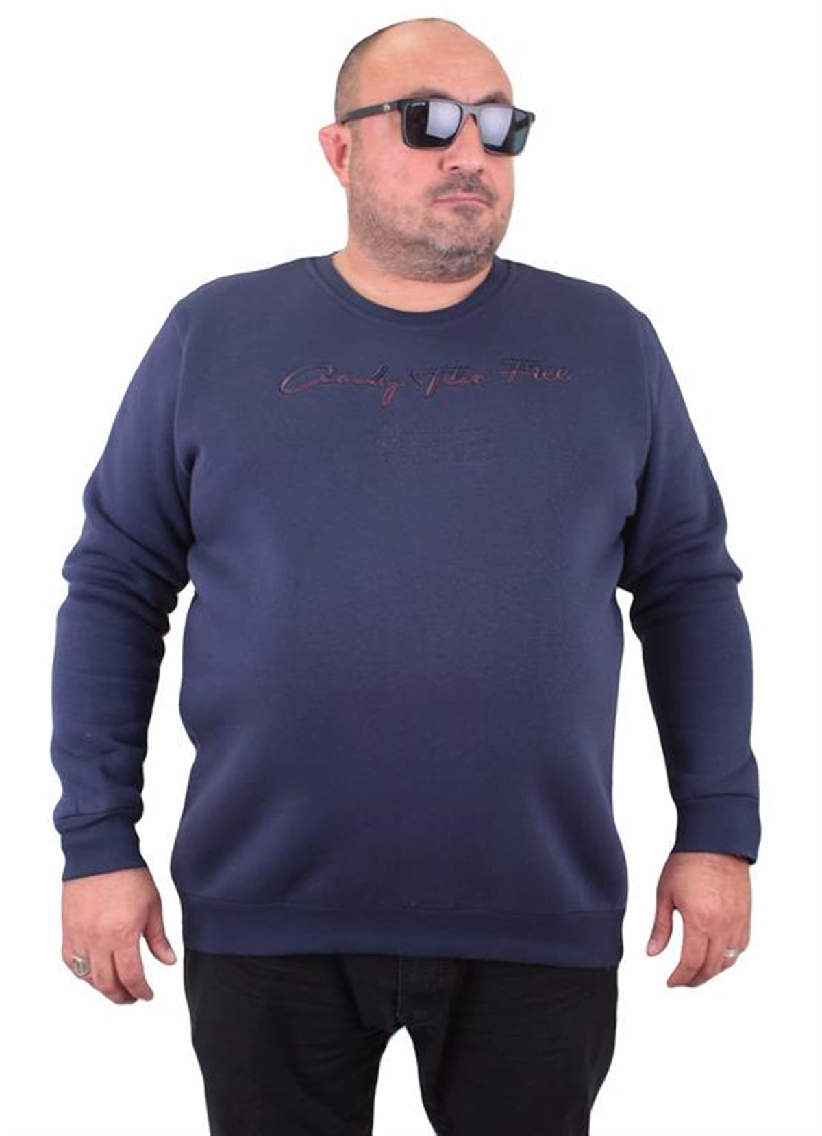 Starbattal Erkek Büyük Beden Sıfır Yaka Sweat Only Free 23202 INDIGO