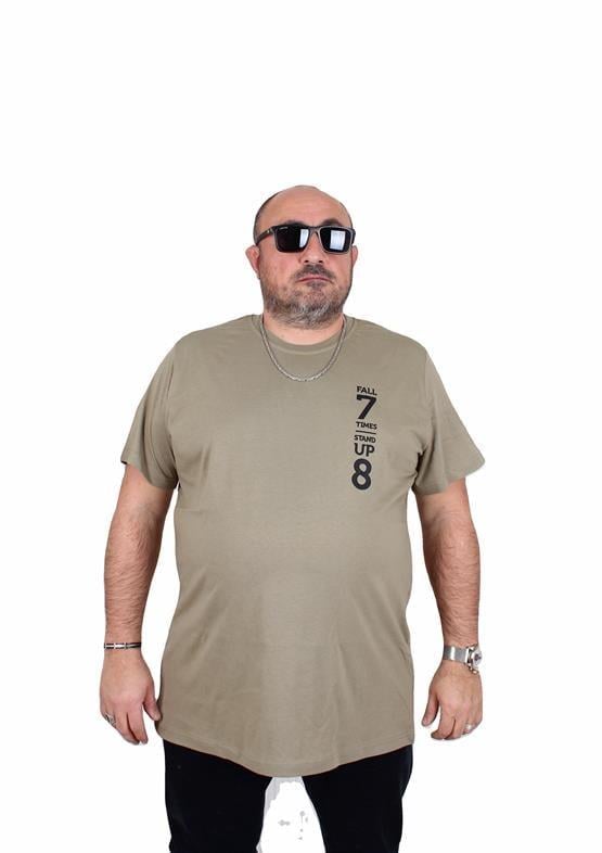 Starbattal Erkek Büyük Beden Sıfır Yaka Tişört Stand Up 25158 HAKI