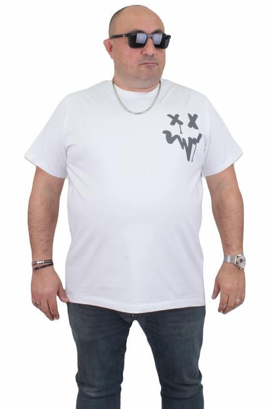 Starbattal Erkek Büyük Beden Sıfır Yaka Tişört New Generation 24130 BEYAZ