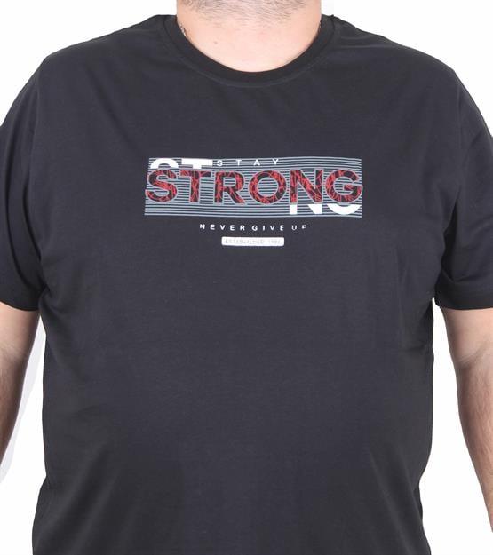 Starbattal Erkek Büyük Beden Sıfır Yaka Tişört Strong 25167 SIYAH