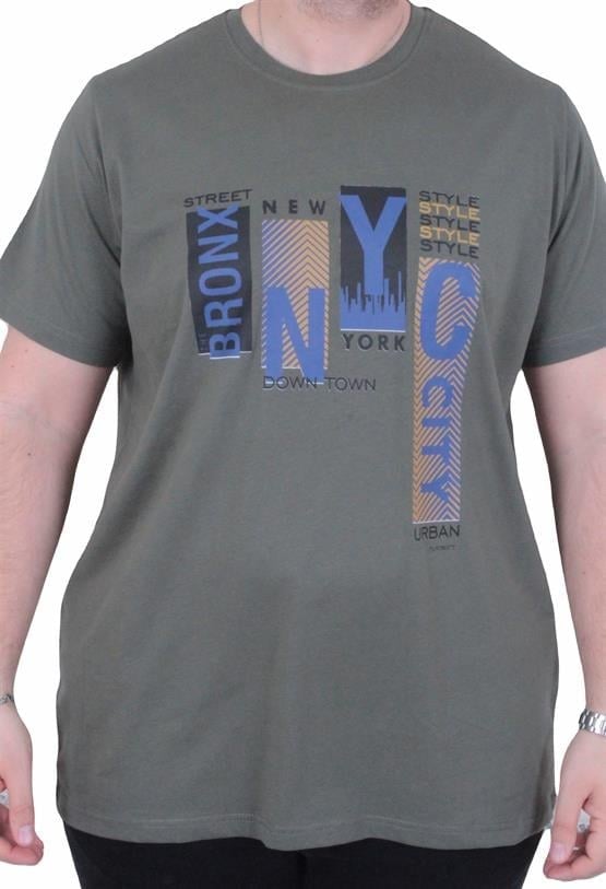 Starbattal Erkek Büyük Beden Sıfır Yaka Tişört The Bronx Street 26137 HAKI