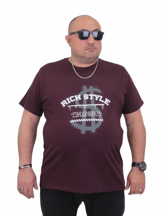 Starbattal Erkek Büyük Beden Sıfır Yaka Tişört Rich Style 24137 MURDUM
