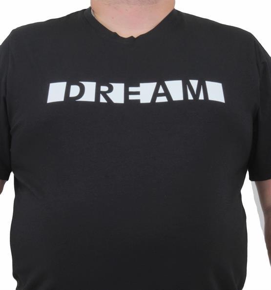 Starbattal Erkek Büyük Beden Sıfır Yaka Tişört Dream 24140 SIYAH