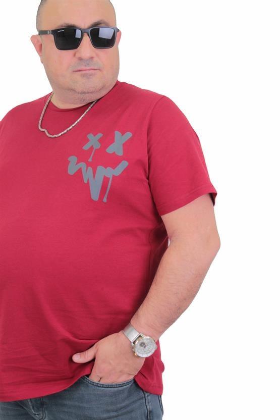 Starbattal Erkek Büyük Beden Sıfır Yaka Tişört New Generation 24130 BORDO
