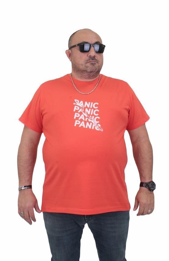 Starbattal Erkek Büyük Beden Sıfır Yaka Tişört Panic 24135 Nar Çiçeği