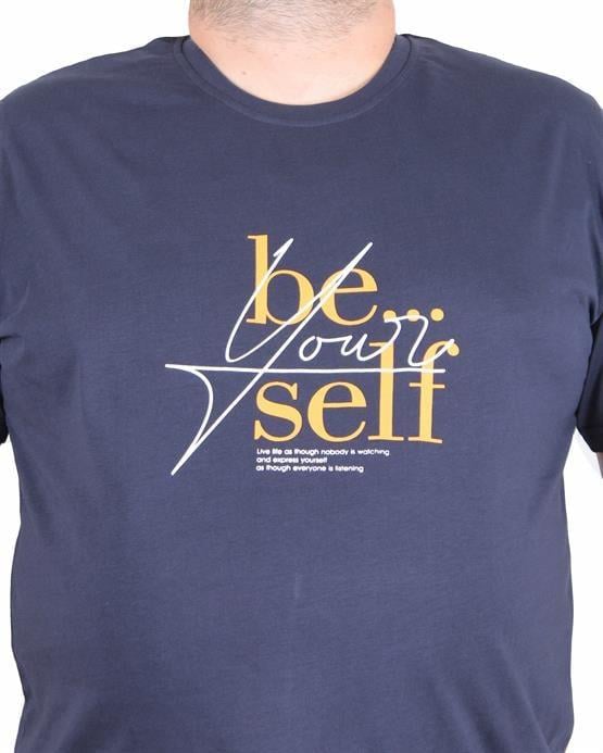 Starbattal Erkek Büyük Beden Sıfır Yaka Tişört Be Self 25149 LACIVERT