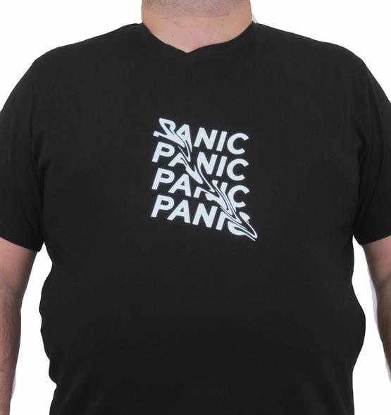 Starbattal Erkek Büyük Beden Sıfır Yaka Tişört Panic 24135 SIYAH
