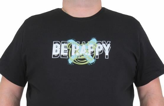 Starbattal Erkek Büyük Beden Sıfır Yaka Tişört Be Happy 24131 SIYAH