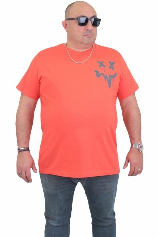 Starbattal Erkek Büyük Beden Sıfır Yaka Tişört New Generation 24130 Nar Çiçeği