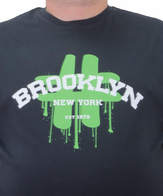 Starbattal Erkek Büyük Beden Sıfır Yaka Tişört Brooklyn 23175 LACIVERT