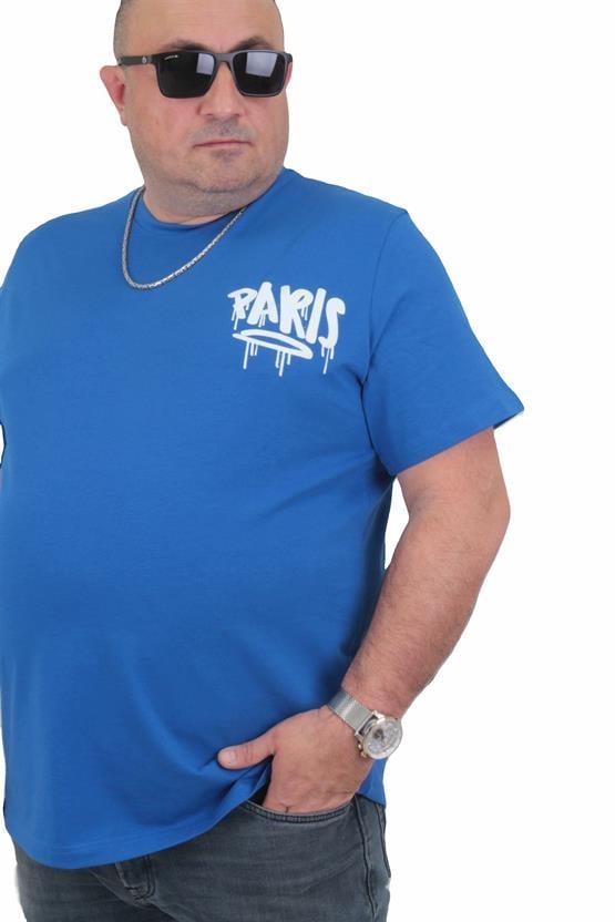 Starbattal Erkek Büyük Beden Sıfır Yaka Tişört Paris 24129 SAKS