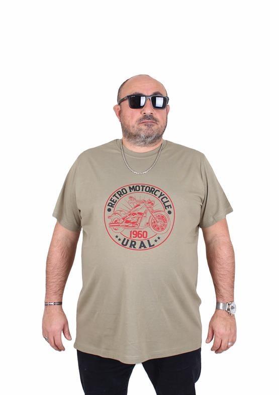 Starbattal Erkek Büyük Beden Sıfır Yaka Tişört Motorcycle 25171 HAKI