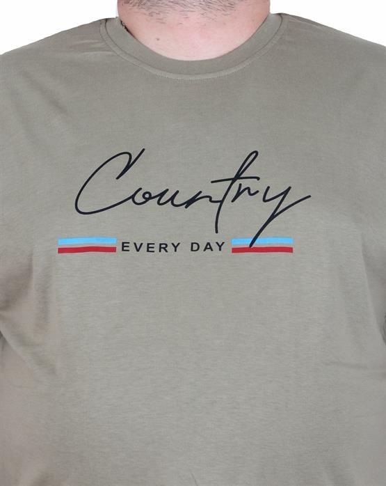 Starbattal Erkek Büyük Beden Sıfır Yaka Tişört Country 25174 HAKI
