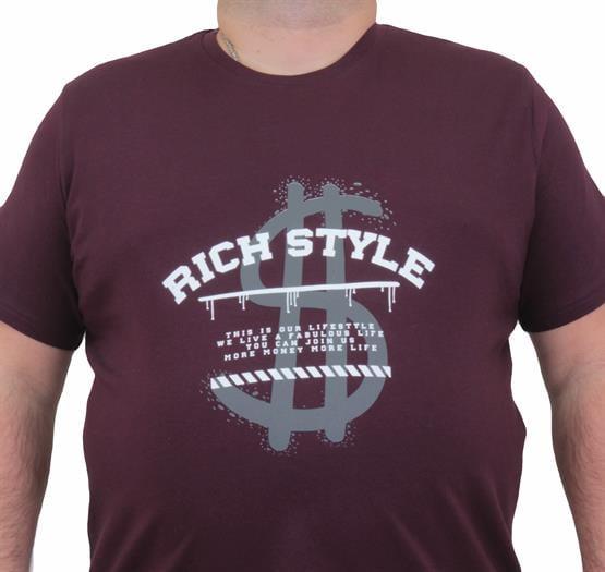 Starbattal Erkek Büyük Beden Sıfır Yaka Tişört Rich Style 24137 MURDUM